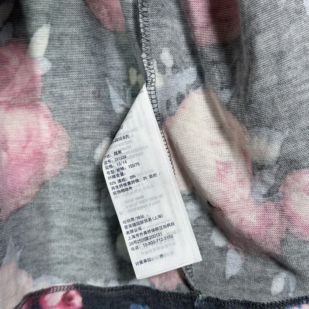Abercrombie Kids Floral Rose gray Peplum Zip Up Hoodie Cardigan Size 13/14‎ NWOT